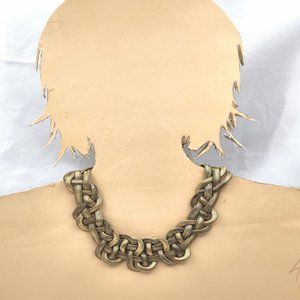 Golden Flat Serpent Woven Chain Necklace  16”
